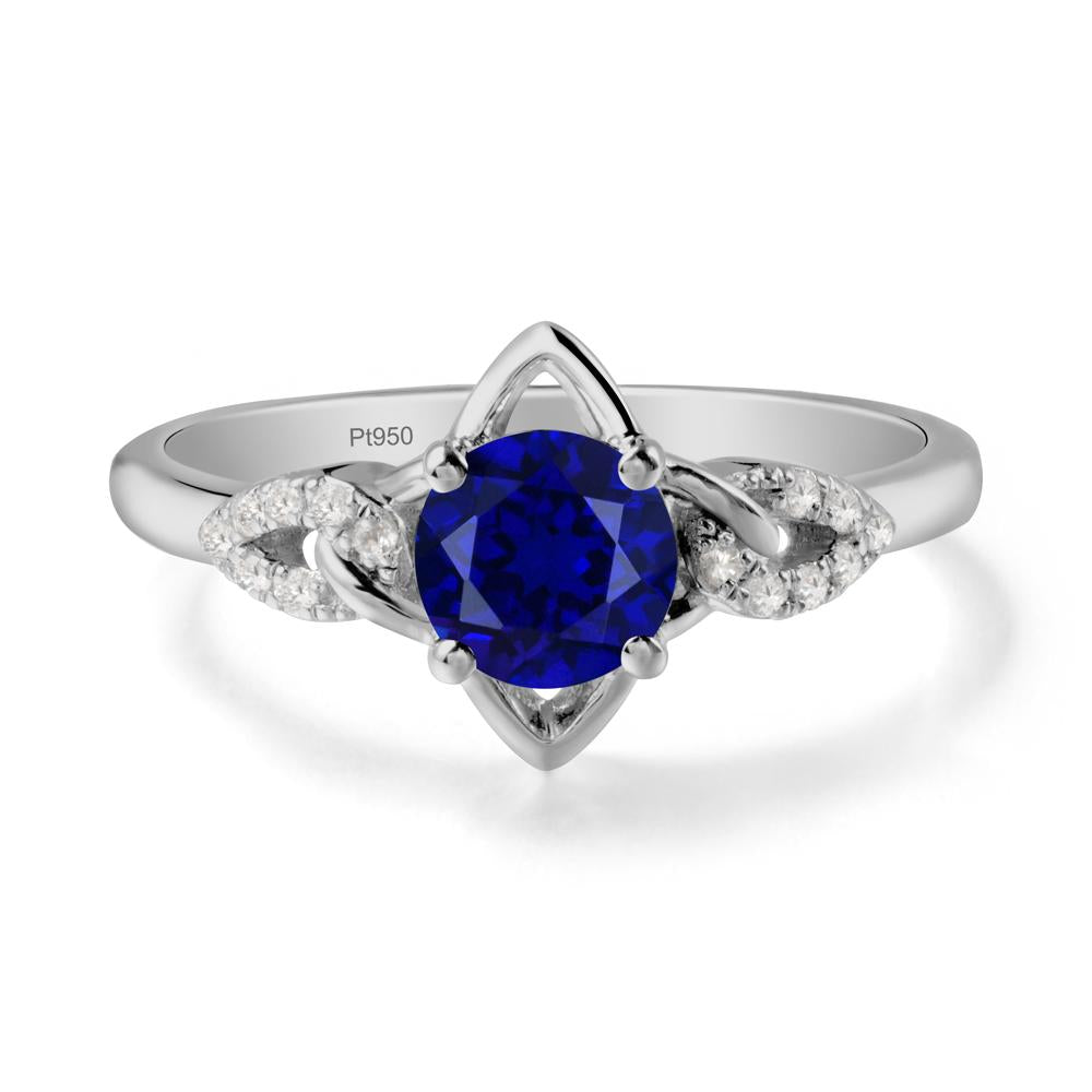Floral Inspired Sapphire Ring with Leaves - LUO Jewelry #metal_platinum