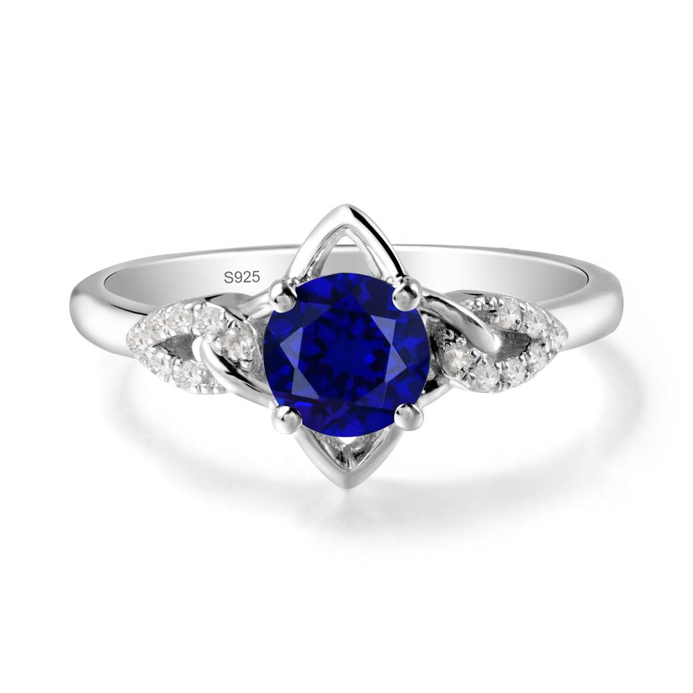 Floral Inspired Sapphire Ring with Leaves - LUO Jewelry #metal_sterling silver
