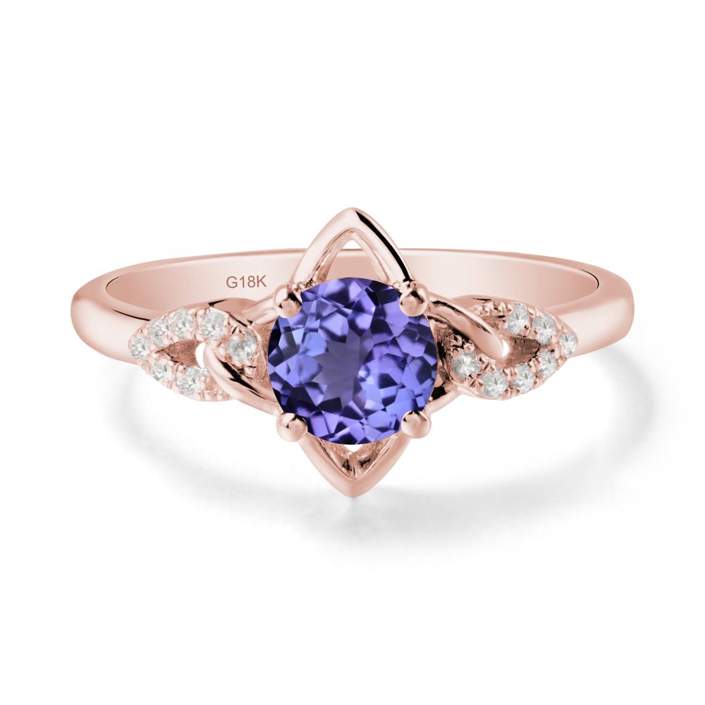 Round Tanzanite Ring with Geometric Line - LUO Jewelry #metal_18k rose gold