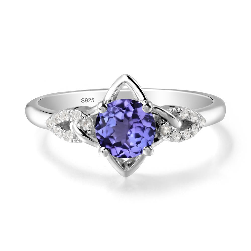 Round Tanzanite Ring with Geometric Line - LUO Jewelry #metal_sterling silver