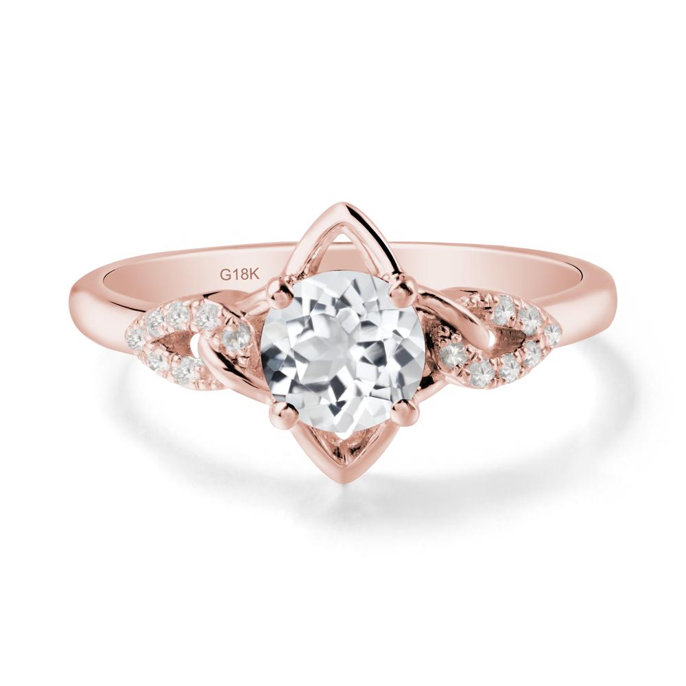 Floral Inspired White Topaz Ring with Leaves - LUO Jewelry #metal_18k rose gold