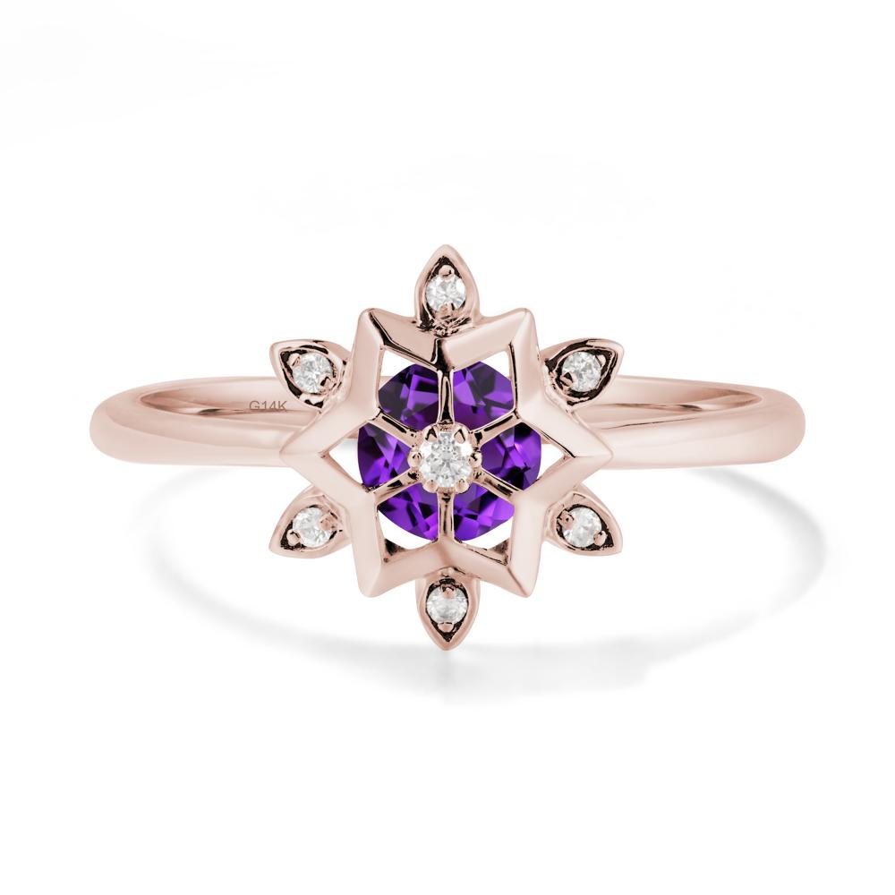 Floral Inspired Engagement Amethyst Ring - LUO Jewelry #metal_14k rose gold