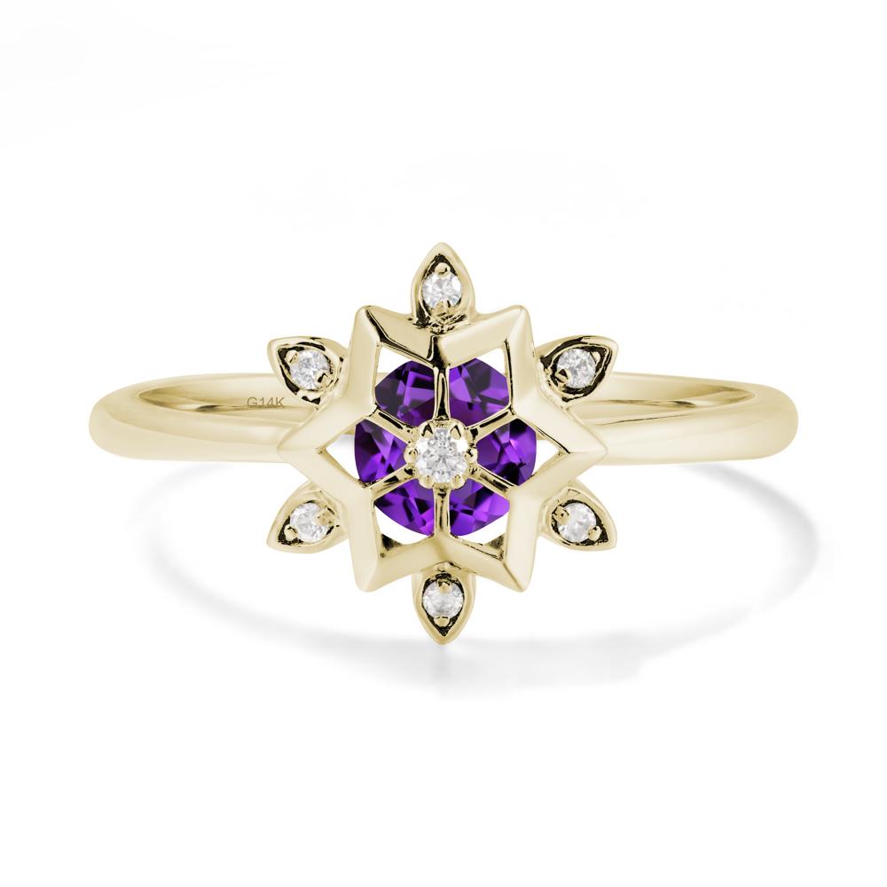 Floral Inspired Engagement Amethyst Ring - LUO Jewelry #metal_14k yellow gold