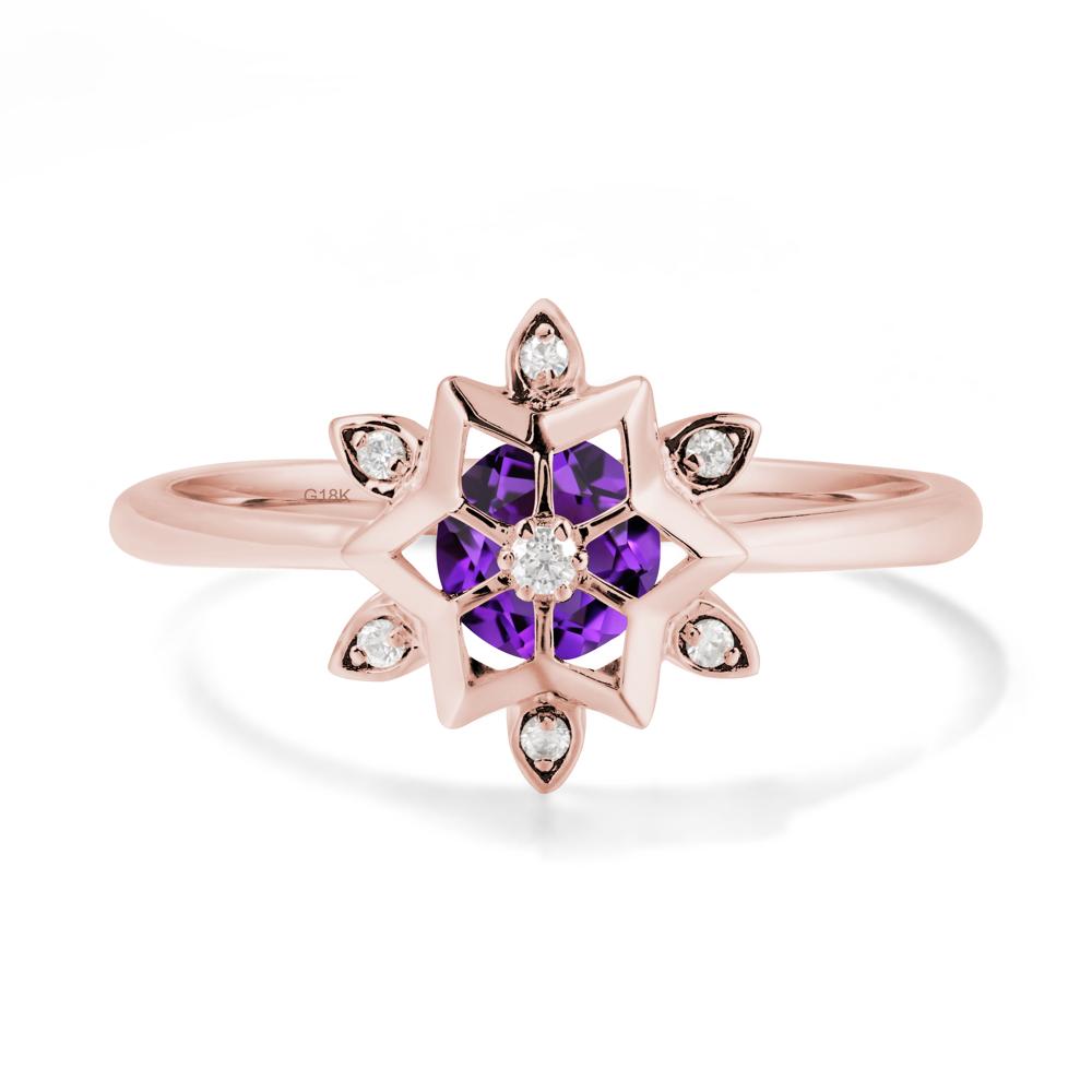 Floral Inspired Engagement Amethyst Ring - LUO Jewelry #metal_18k rose gold