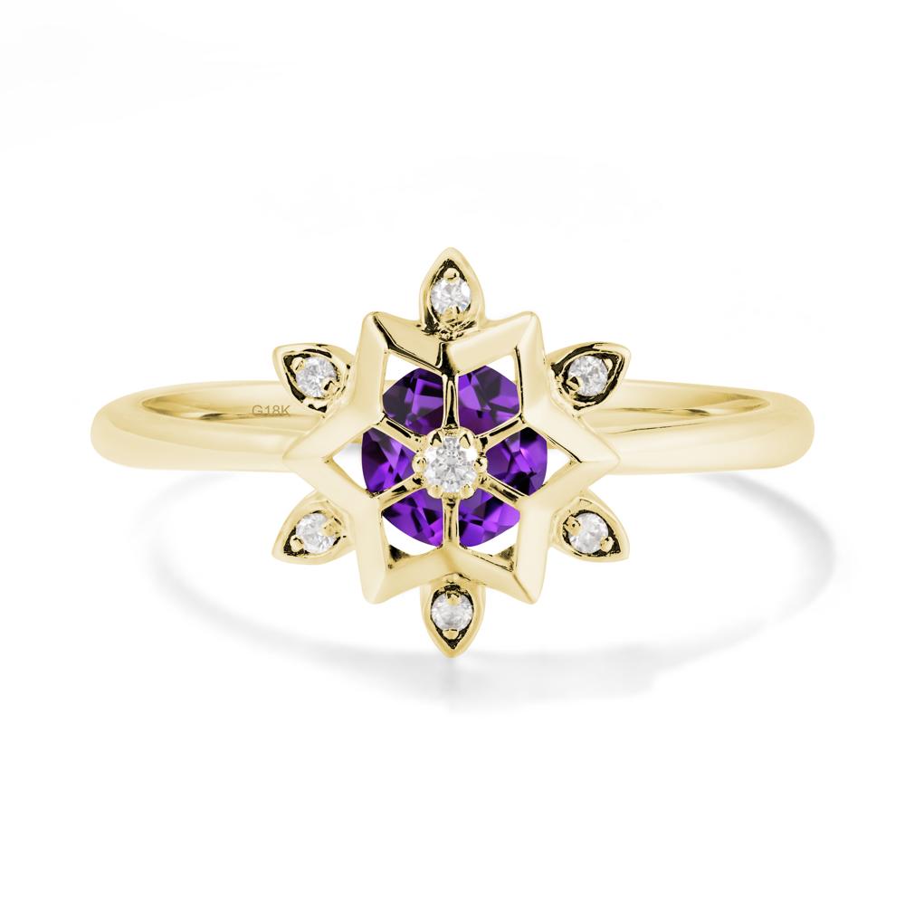 Floral Inspired Engagement Amethyst Ring - LUO Jewelry #metal_18k yellow gold