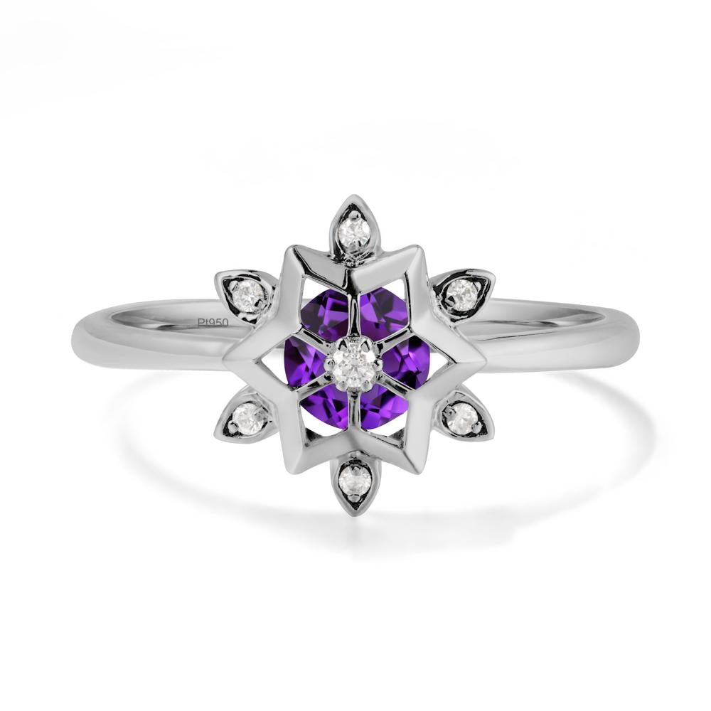 Floral Inspired Engagement Amethyst Ring - LUO Jewelry #metal_platinum