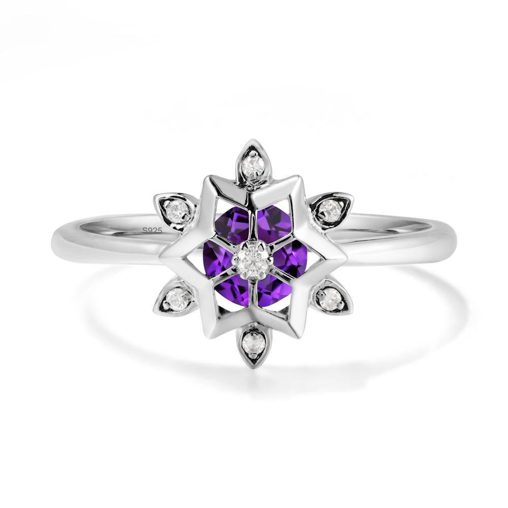 Floral Inspired Engagement Amethyst Ring - LUO Jewelry #metal_sterling silver
