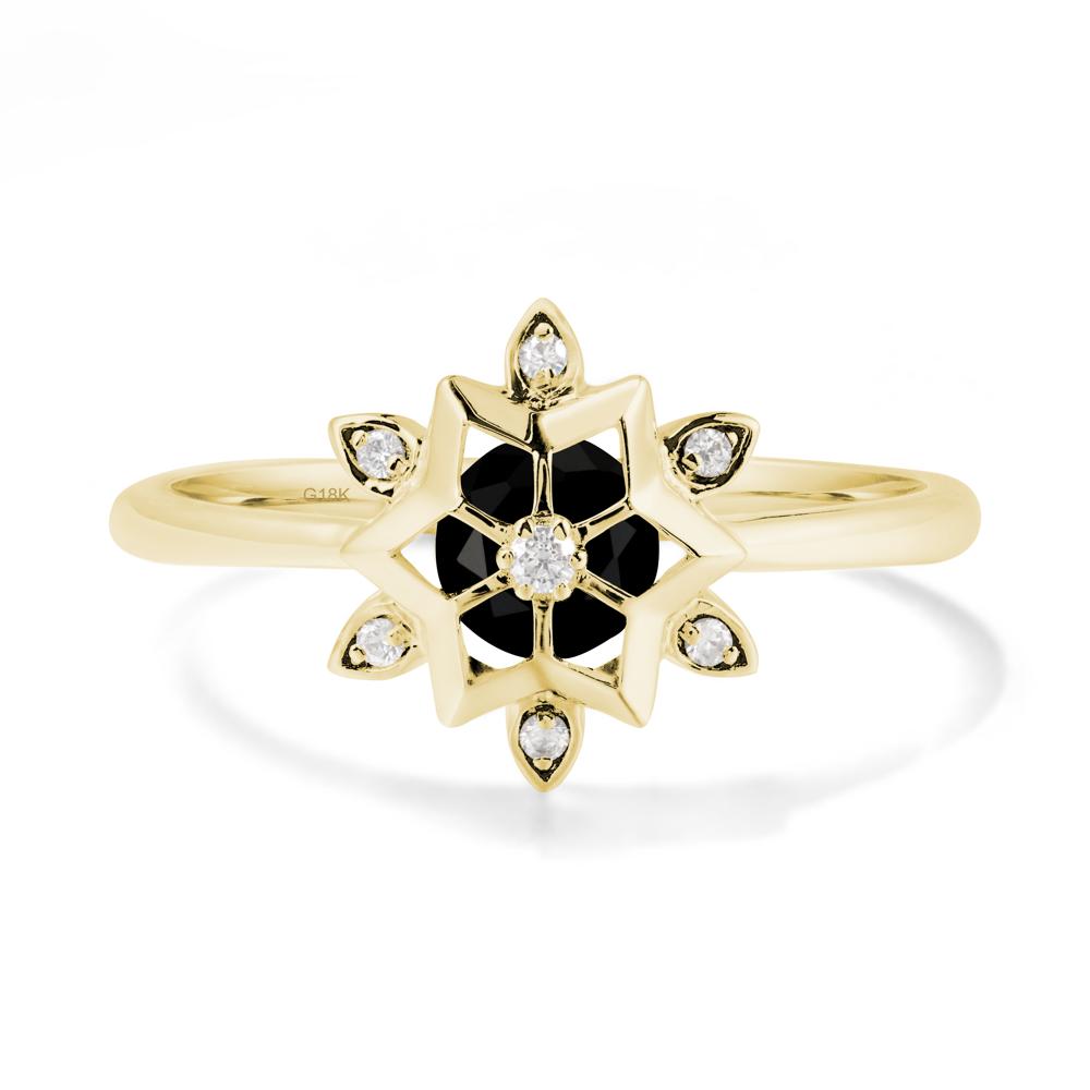 Snowflake Black Spinel Ring - LUO Jewelry #metal_18k yellow gold