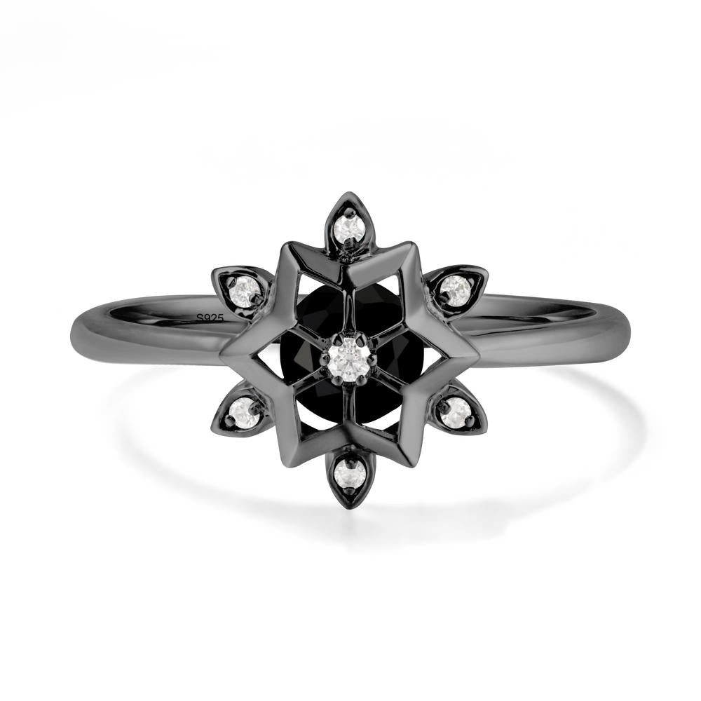 Snowflake Black Spinel Ring - LUO Jewelry #metal_black finish sterling silver