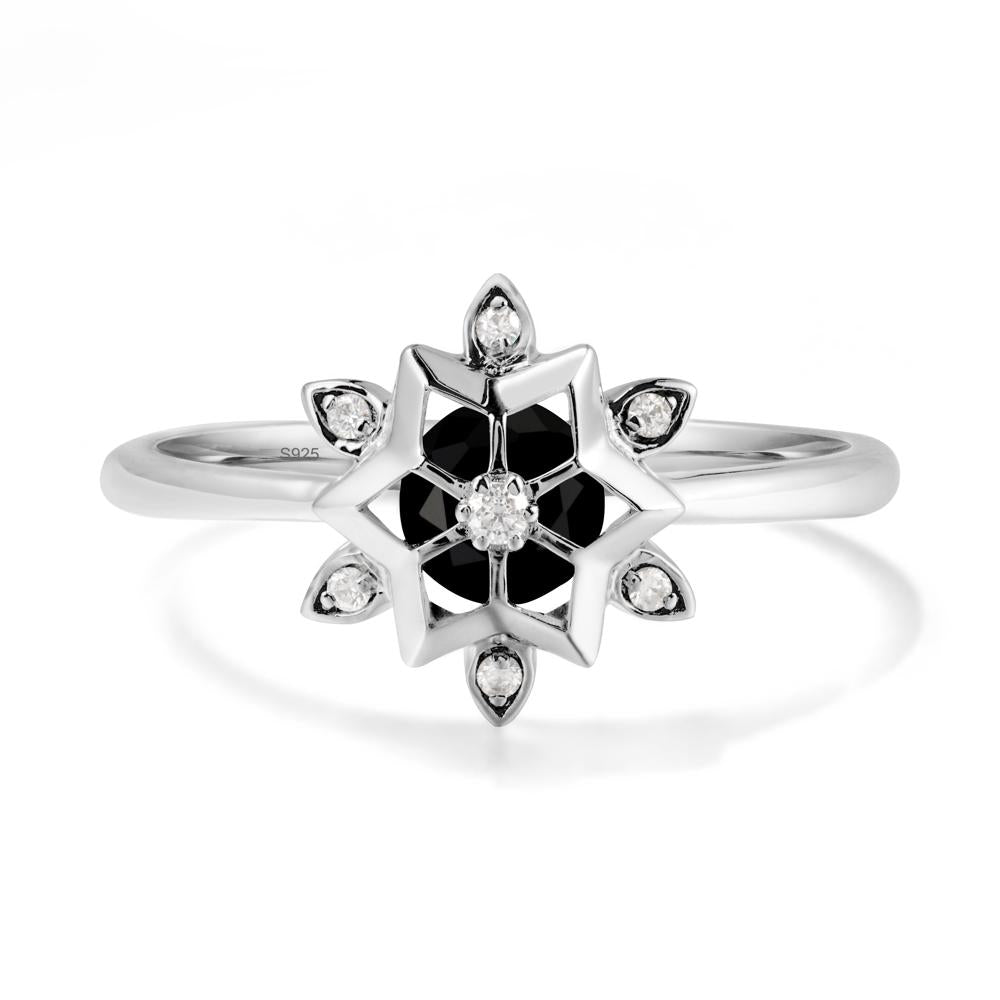 Snowflake Black Spinel Ring - LUO Jewelry #metal_sterling silver