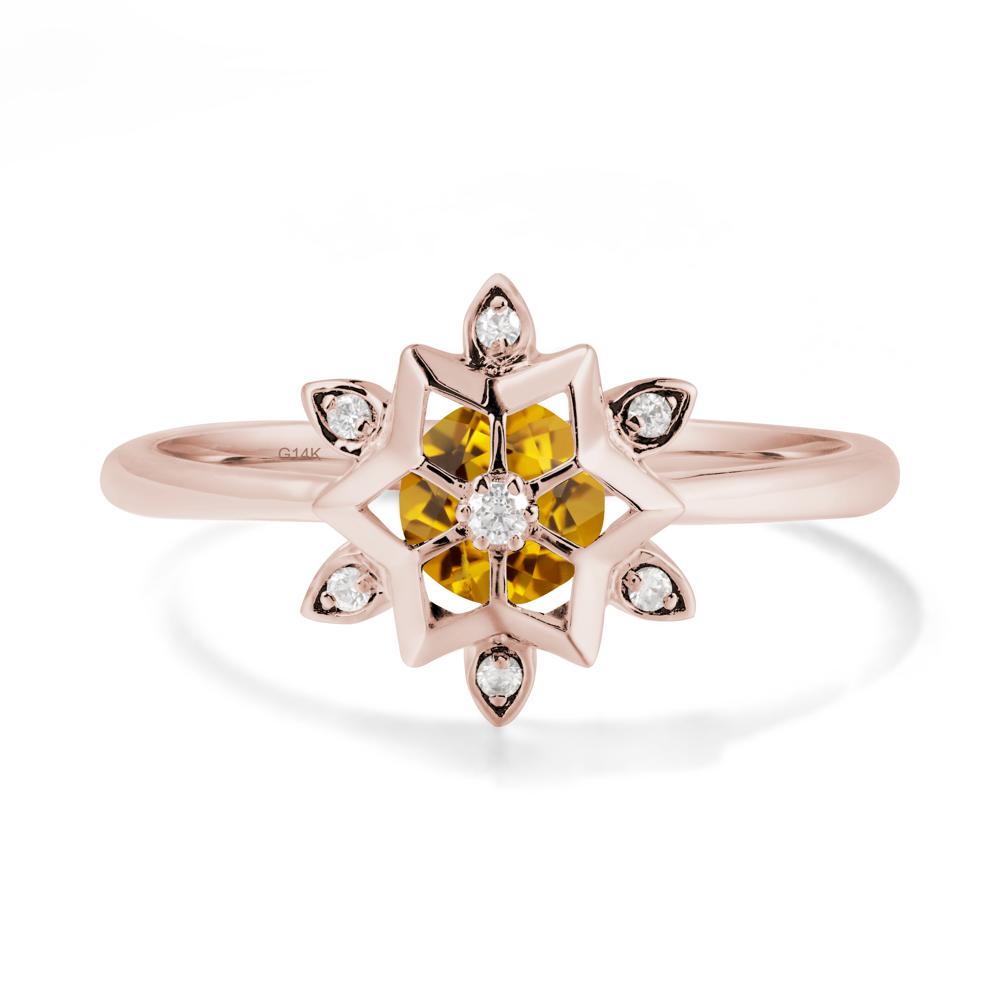 Floral Inspired Engagement Citrine Ring - LUO Jewelry #metal_14k rose gold