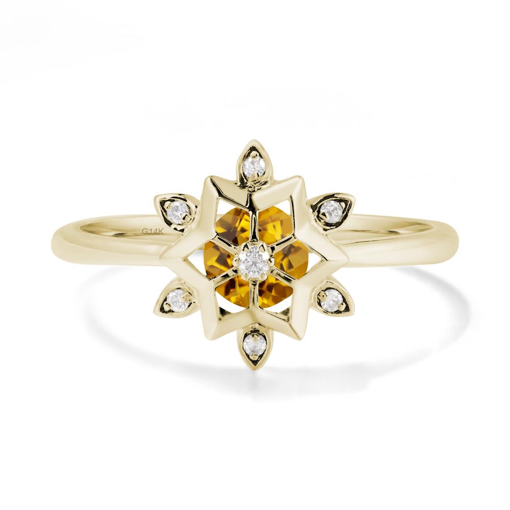 Floral Inspired Engagement Citrine Ring - LUO Jewelry #metal_14k yellow gold