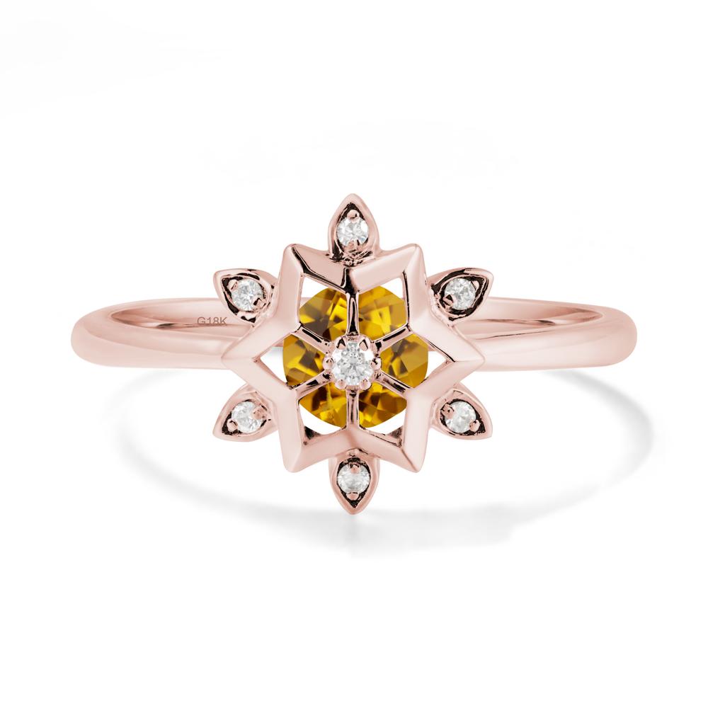 Floral Inspired Engagement Citrine Ring - LUO Jewelry #metal_18k rose gold