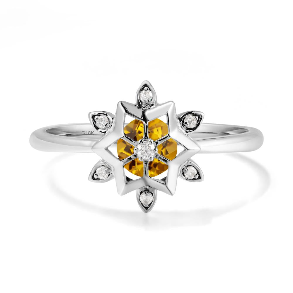 Floral Inspired Engagement Citrine Ring - LUO Jewelry #metal_18k white gold
