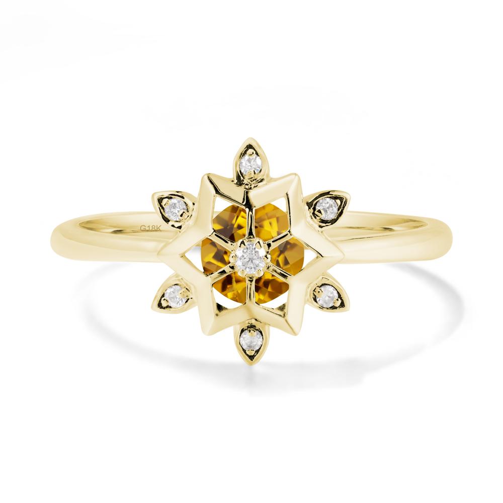 Floral Inspired Engagement Citrine Ring - LUO Jewelry #metal_18k yellow gold
