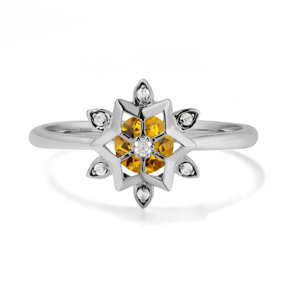 Floral Inspired Engagement Citrine Ring - LUO Jewelry #metal_platinum