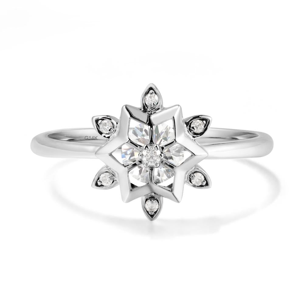 Snowflake Diamond Ring - LUO Jewelry #metal_14k white gold