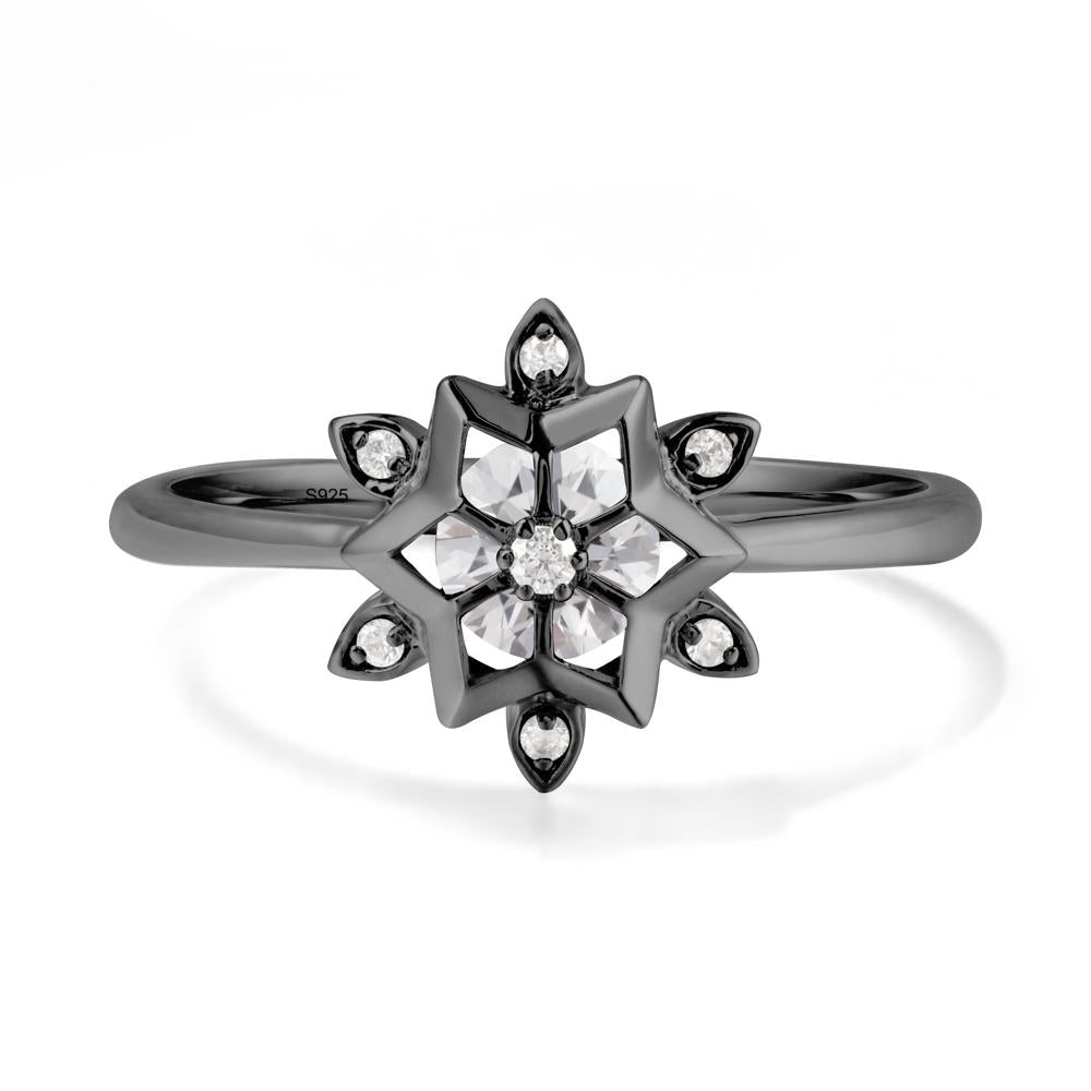 Snowflake Diamond Ring - LUO Jewelry #metal_black finish sterling silver