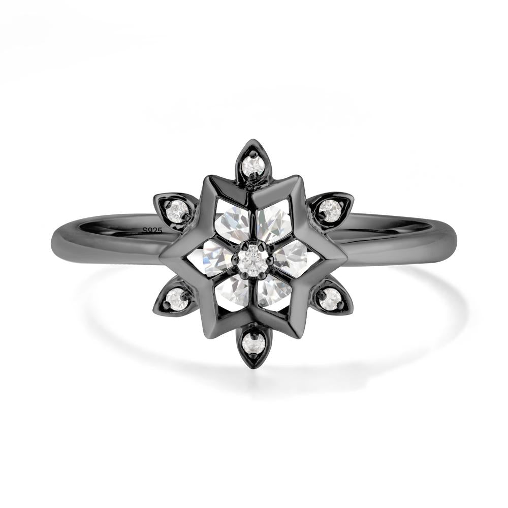 Snowflake Diamond Ring - LUO Jewelry #metal_black finish sterling silver