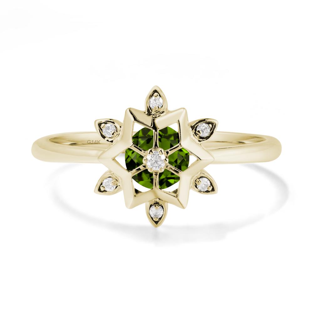 Floral Inspired Engagement Diopside Ring - LUO Jewelry #metal_14k yellow gold