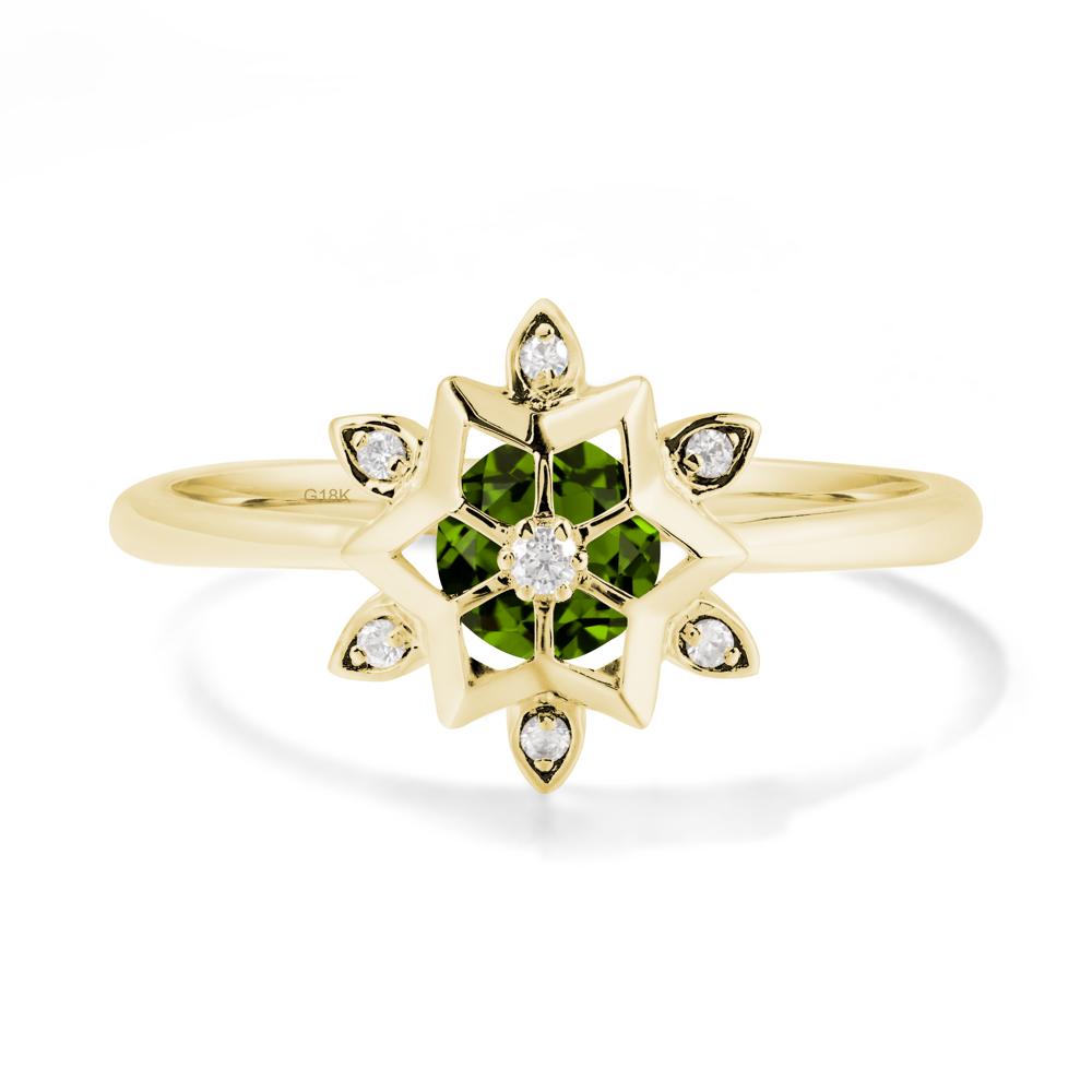 Floral Inspired Engagement Diopside Ring - LUO Jewelry #metal_18k yellow gold