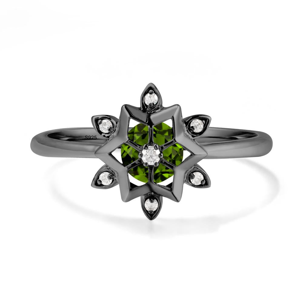 Floral Inspired Engagement Diopside Ring - LUO Jewelry #metal_black finish sterling silver