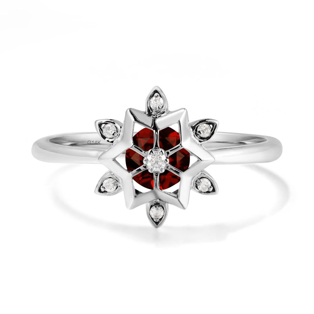 Snowflake Garnet Ring - LUO Jewelry #metal_14k white gold