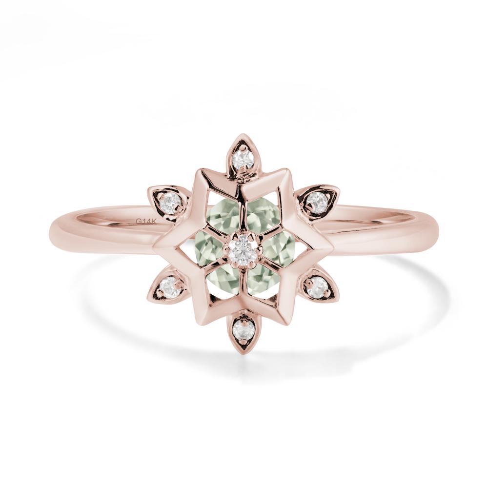 Floral Inspired Engagement Green Amethyst Ring - LUO Jewelry #metal_14k rose gold