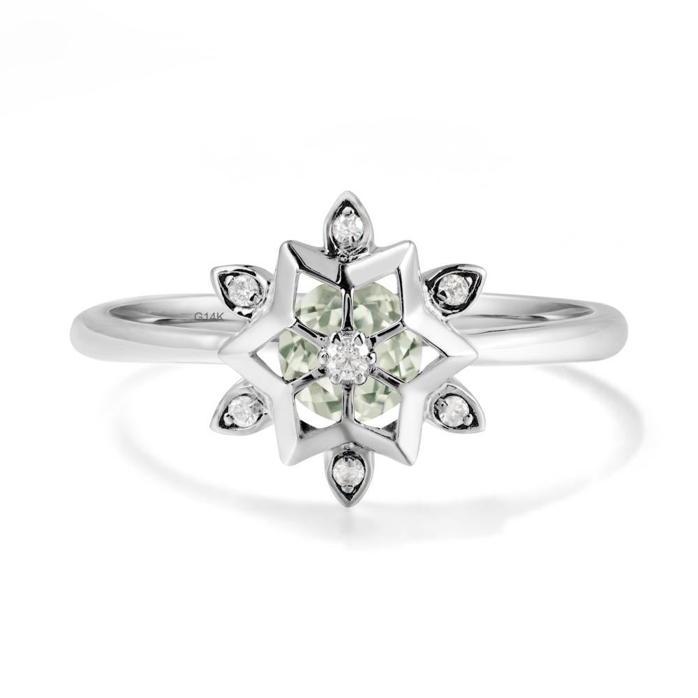 Floral Inspired Engagement Green Amethyst Ring - LUO Jewelry #metal_14k white gold