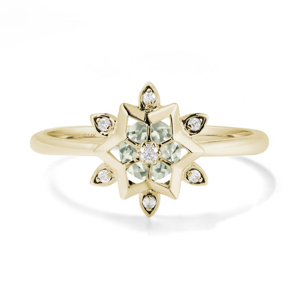 Floral Inspired Engagement Green Amethyst Ring - LUO Jewelry #metal_14k yellow gold