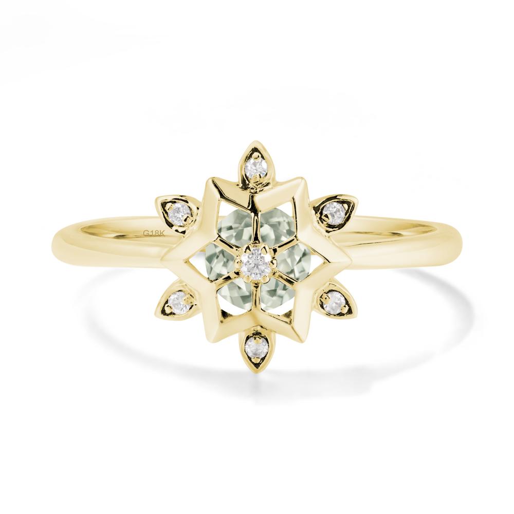 Floral Inspired Engagement Green Amethyst Ring - LUO Jewelry #metal_18k yellow gold