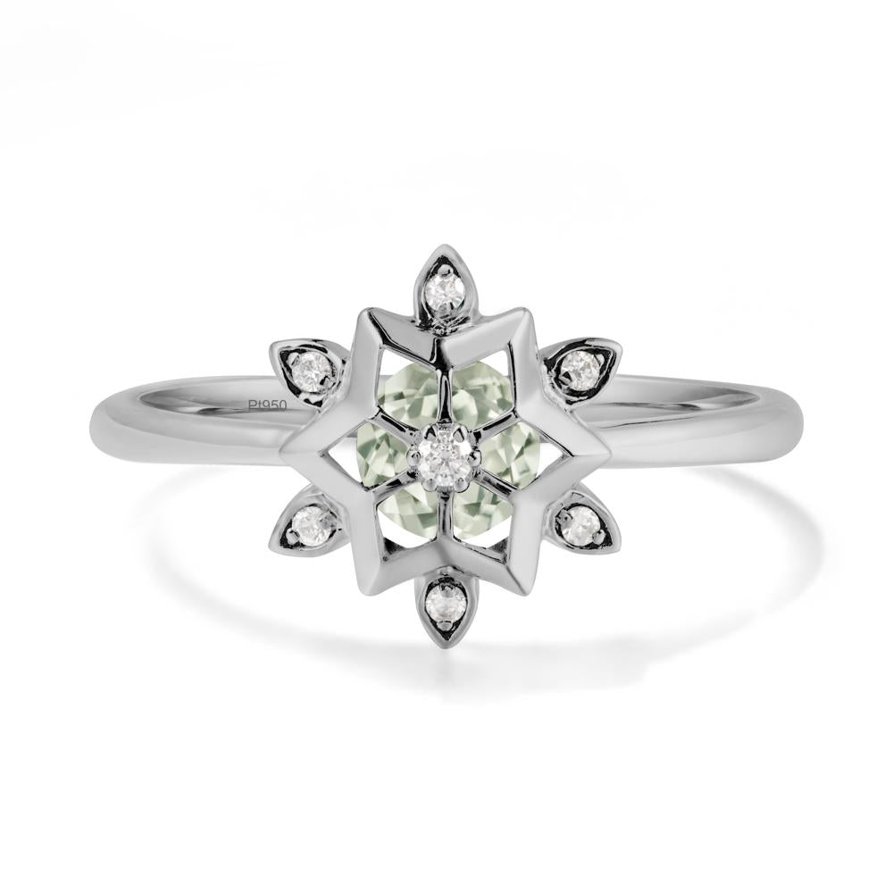 Floral Inspired Engagement Green Amethyst Ring - LUO Jewelry #metal_platinum