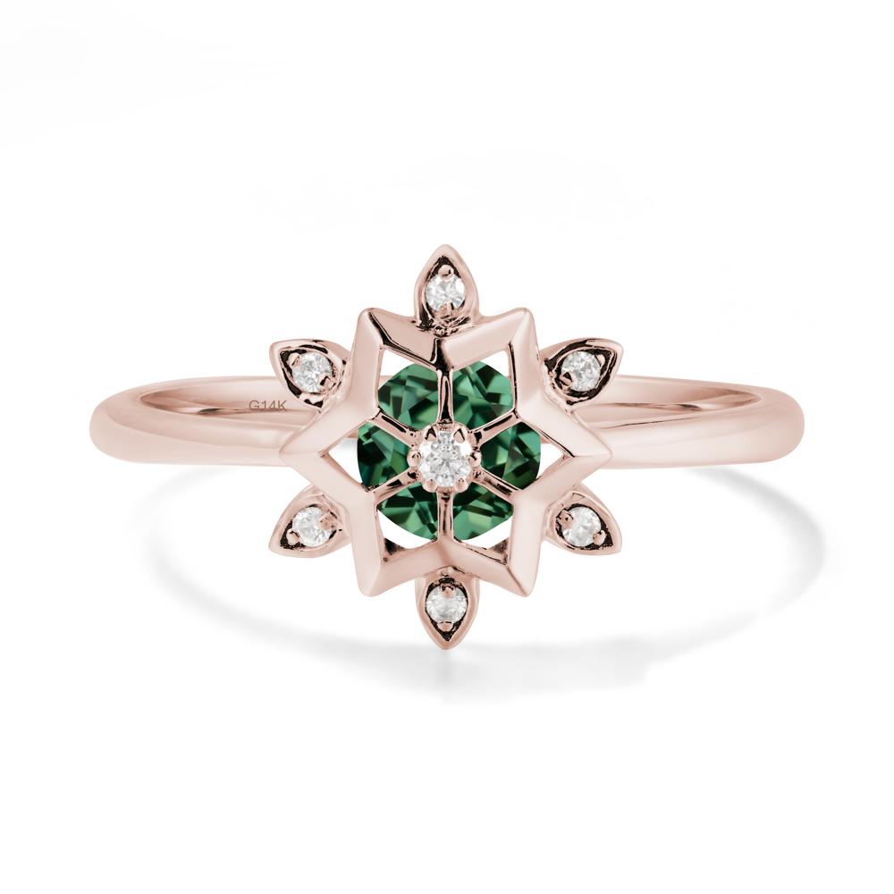 Bezel Setting Flower Green Sapphire Ring - LUO Jewelry #metal_14k rose gold