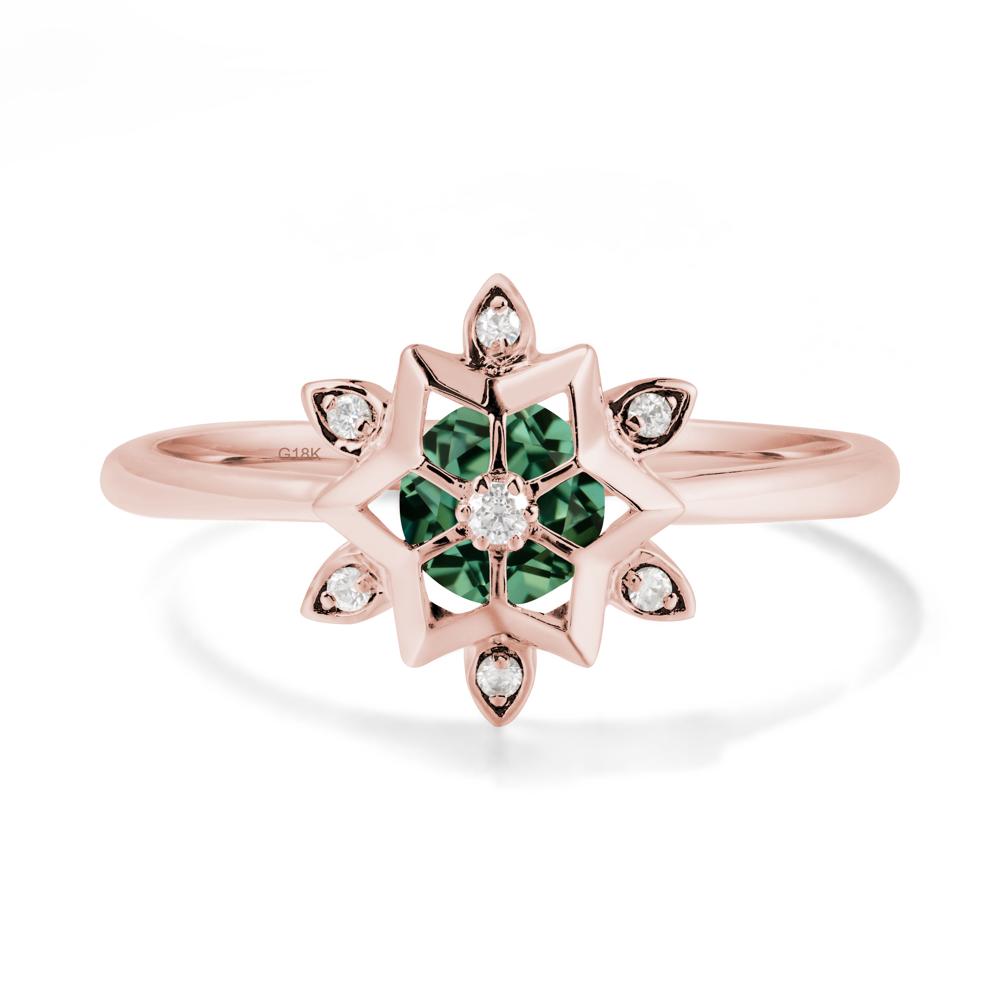 Bezel Setting Flower Green Sapphire Ring - LUO Jewelry #metal_18k rose gold