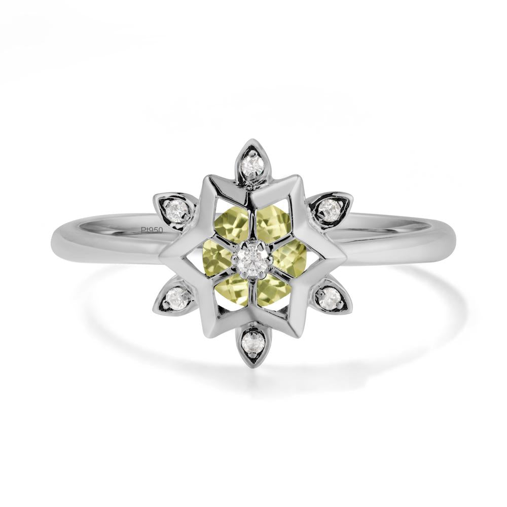 Snowflake Lemon Quartz Ring - LUO Jewelry #metal_platinum