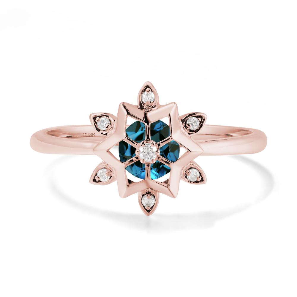 Floral Inspired Engagement London Blue Topaz Ring - LUO Jewelry #metal_18k rose gold