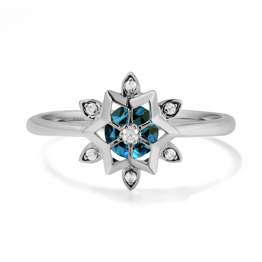 Floral Inspired Engagement London Blue Topaz Ring - LUO Jewelry #metal_platinum