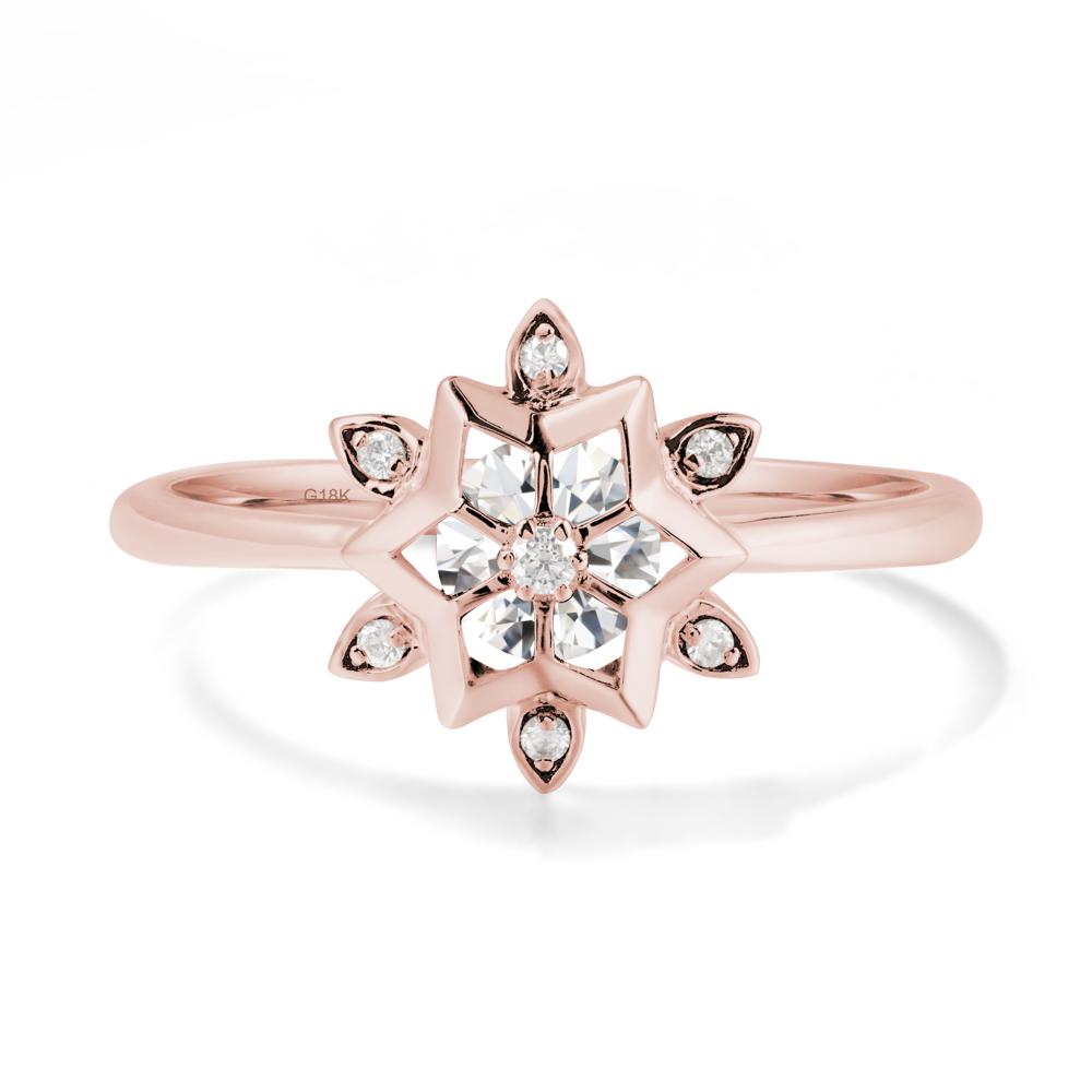 Bezel Setting Flower Moissanite Ring - LUO Jewelry #metal_18k rose gold