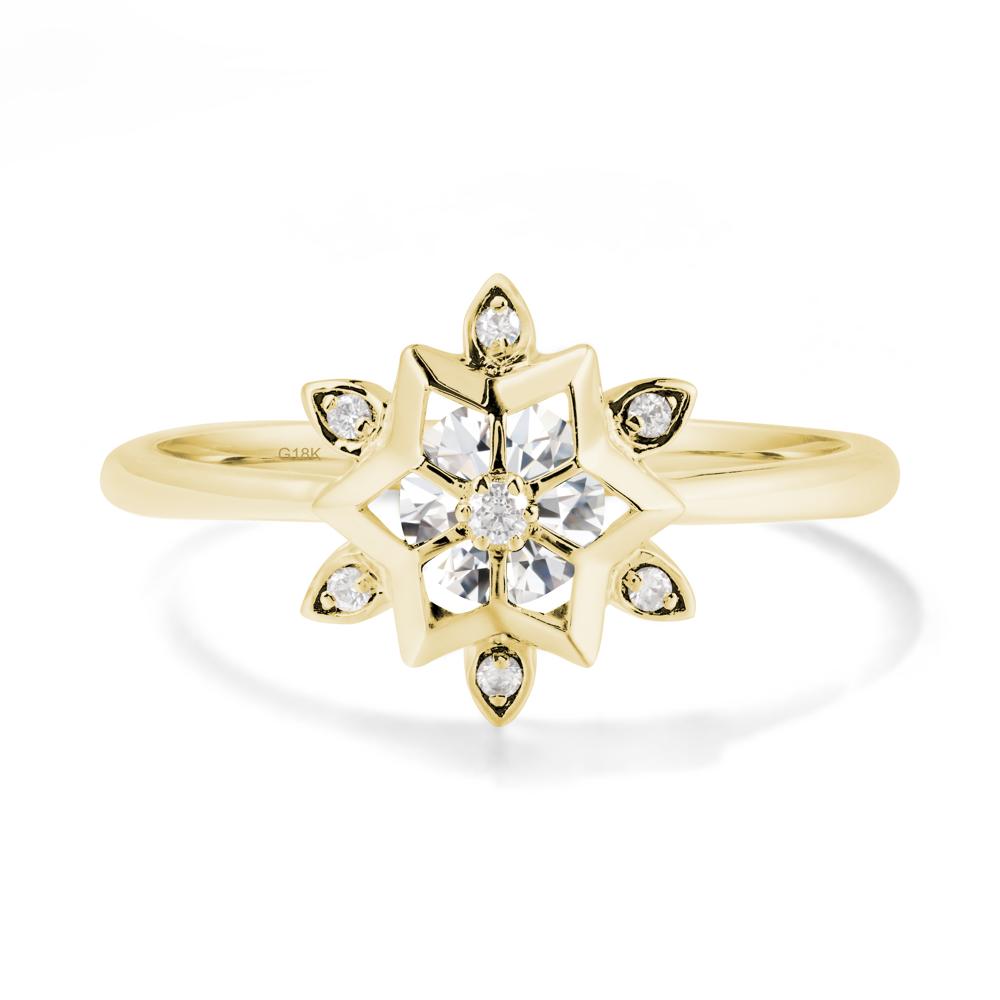 Bezel Setting Flower Moissanite Ring - LUO Jewelry #metal_18k yellow gold