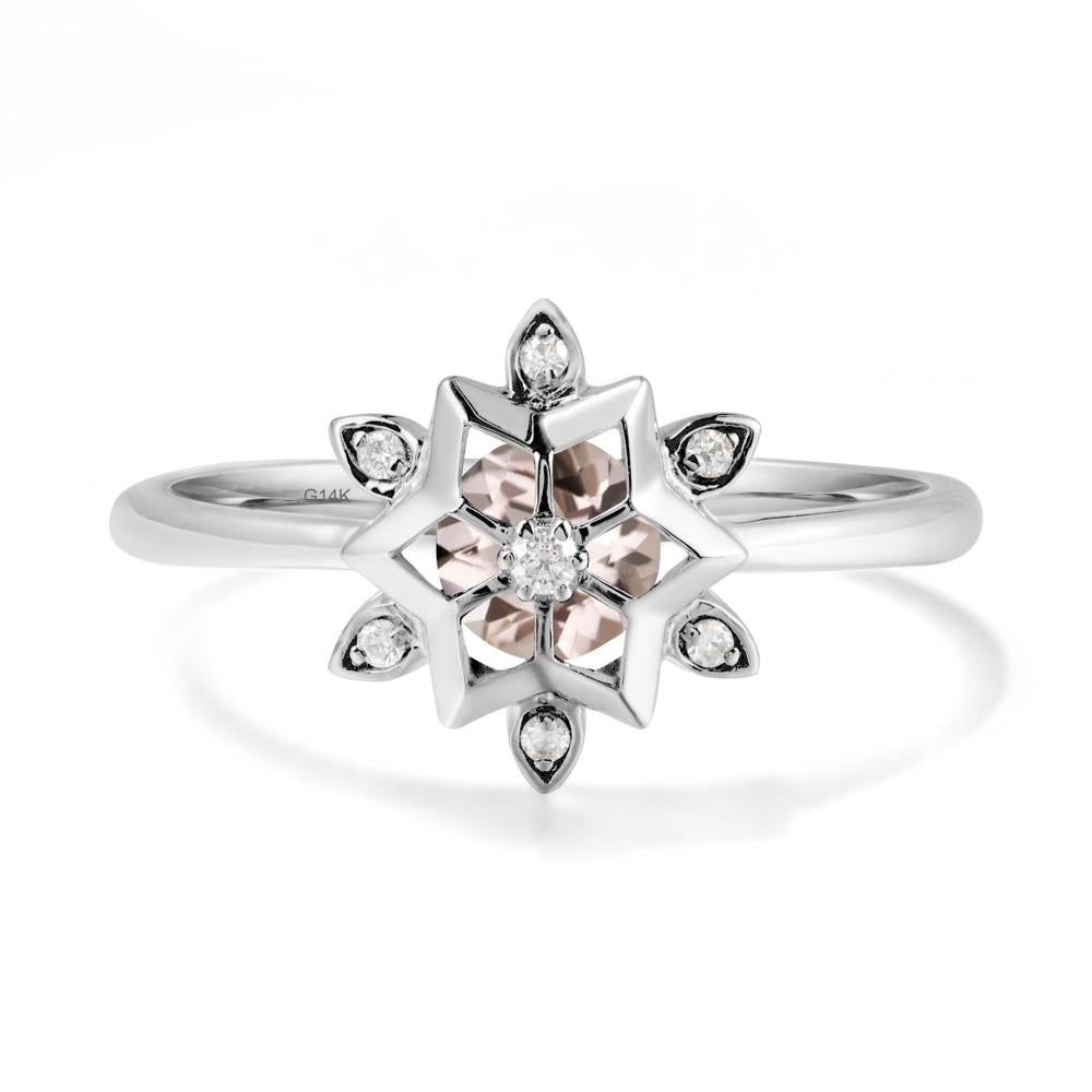 Floral Inspired Engagement Morganite Ring - LUO Jewelry #metal_14k white gold