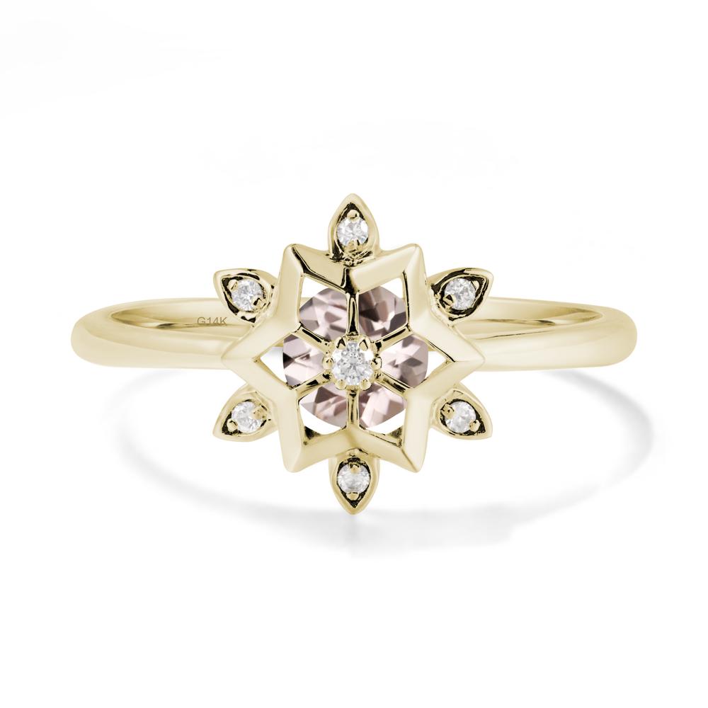 Floral Inspired Engagement Morganite Ring - LUO Jewelry #metal_14k yellow gold