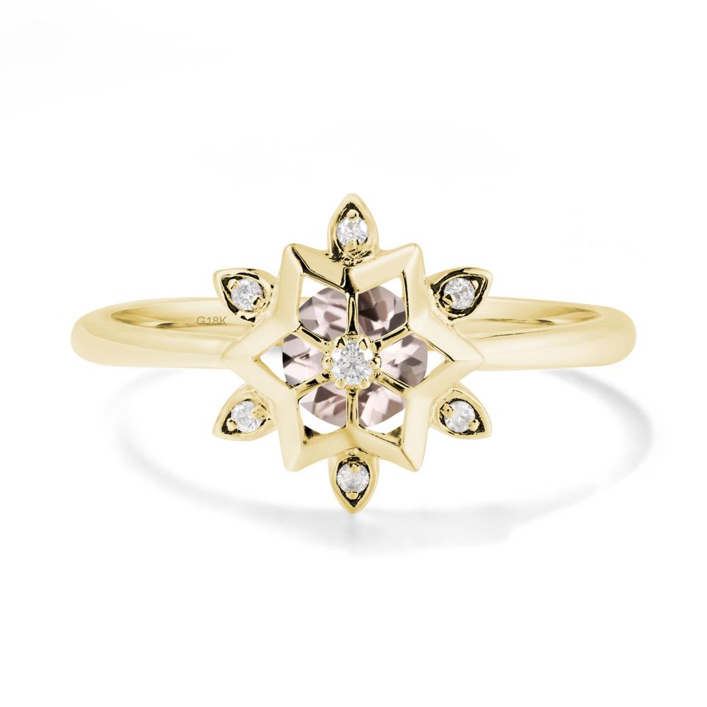 Floral Inspired Engagement Morganite Ring - LUO Jewelry #metal_18k yellow gold