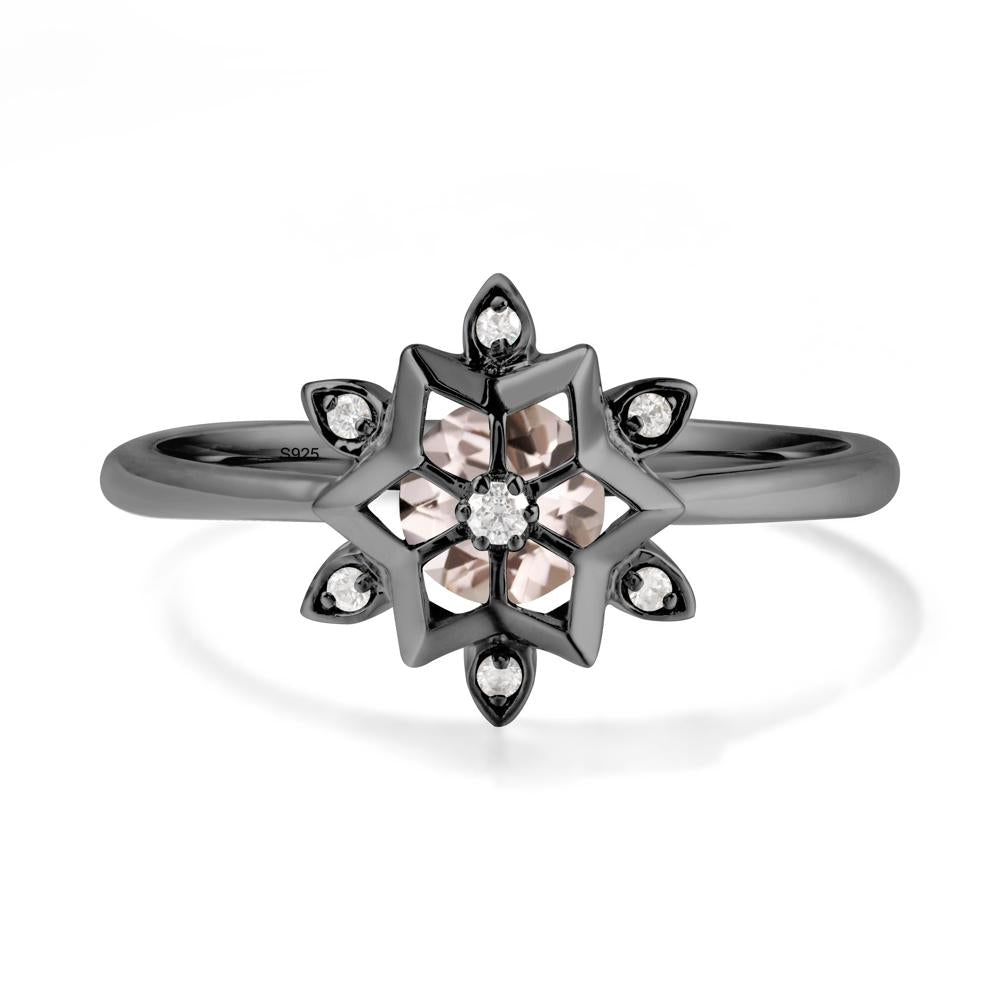 Floral Inspired Engagement Morganite Ring - LUO Jewelry #metal_black finish sterling silver