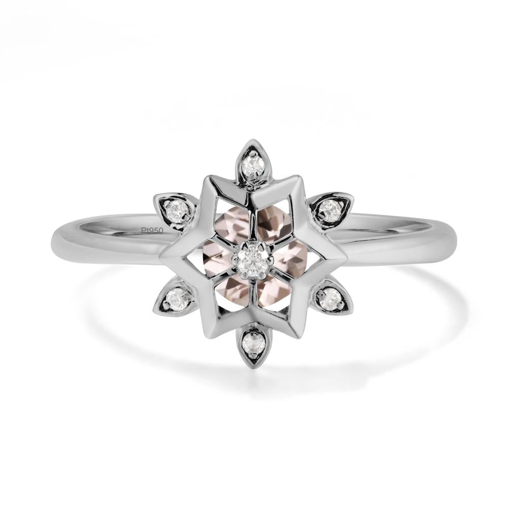 Floral Inspired Engagement Morganite Ring - LUO Jewelry #metal_platinum