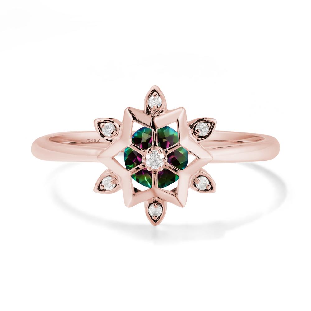 Bezel Setting Flower Mystic Topaz Ring - LUO Jewelry #metal_18k rose gold