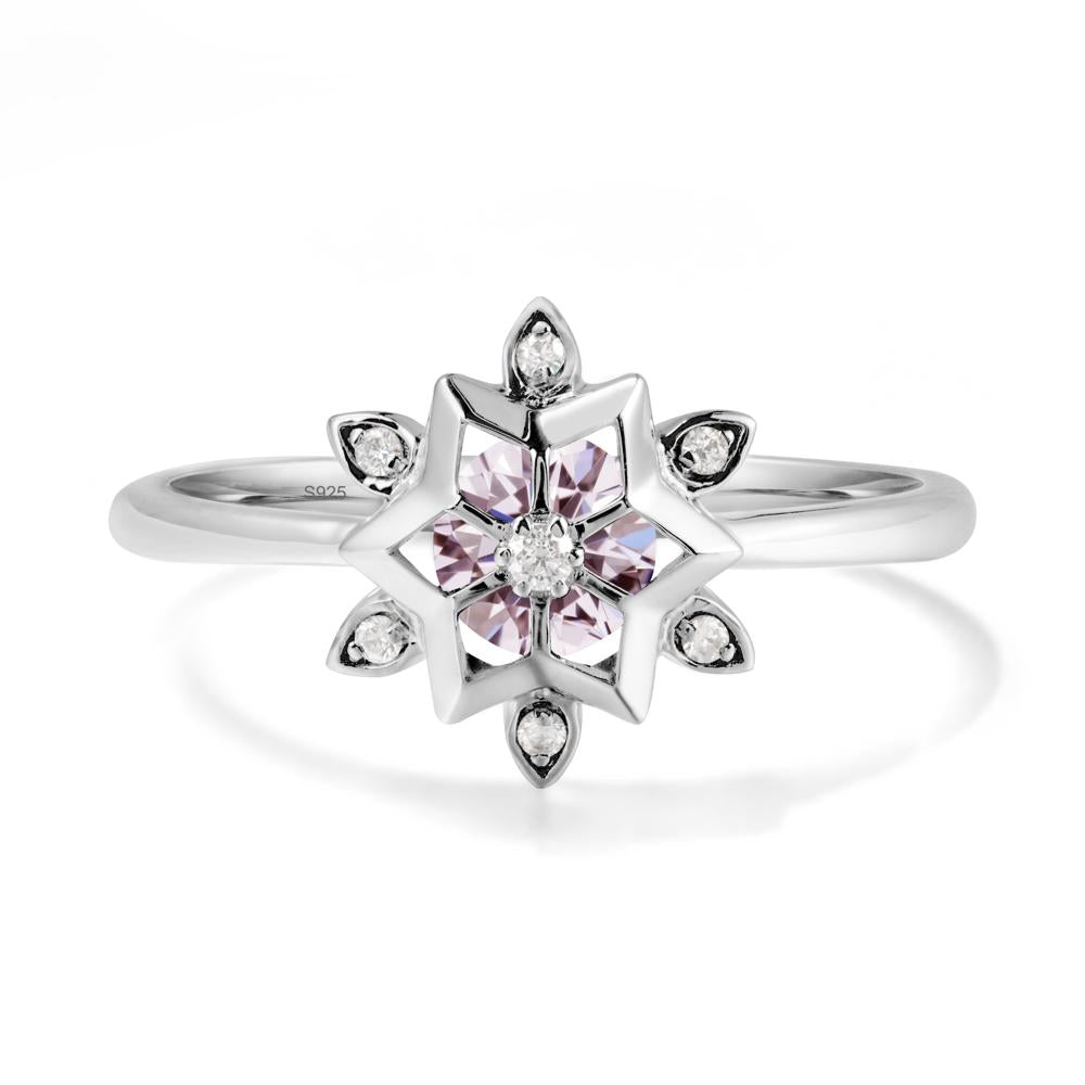 Snowflake Pink Cubic Zirconia Ring - LUO Jewelry #metal_sterling silver