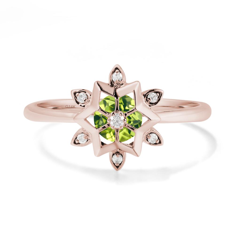 Floral Inspired Engagement Peridot Ring - LUO Jewelry #metal_14k rose gold