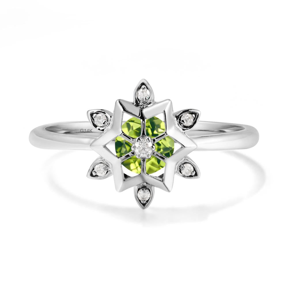 Floral Inspired Engagement Peridot Ring - LUO Jewelry #metal_14k white gold