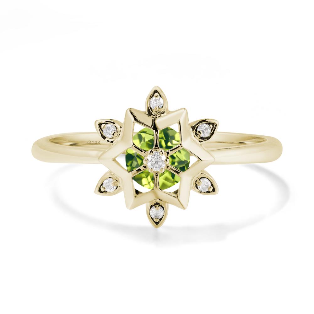Floral Inspired Engagement Peridot Ring - LUO Jewelry #metal_14k yellow gold