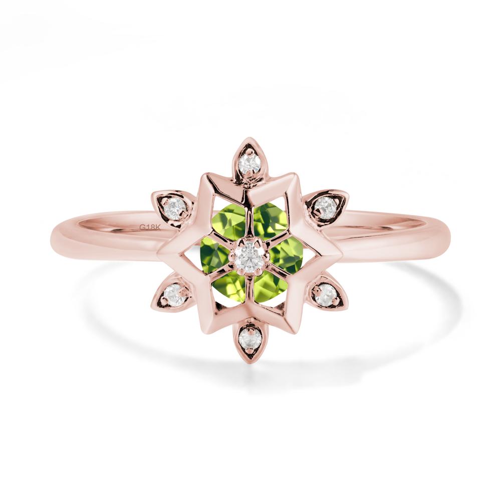 Floral Inspired Engagement Peridot Ring - LUO Jewelry #metal_18k rose gold